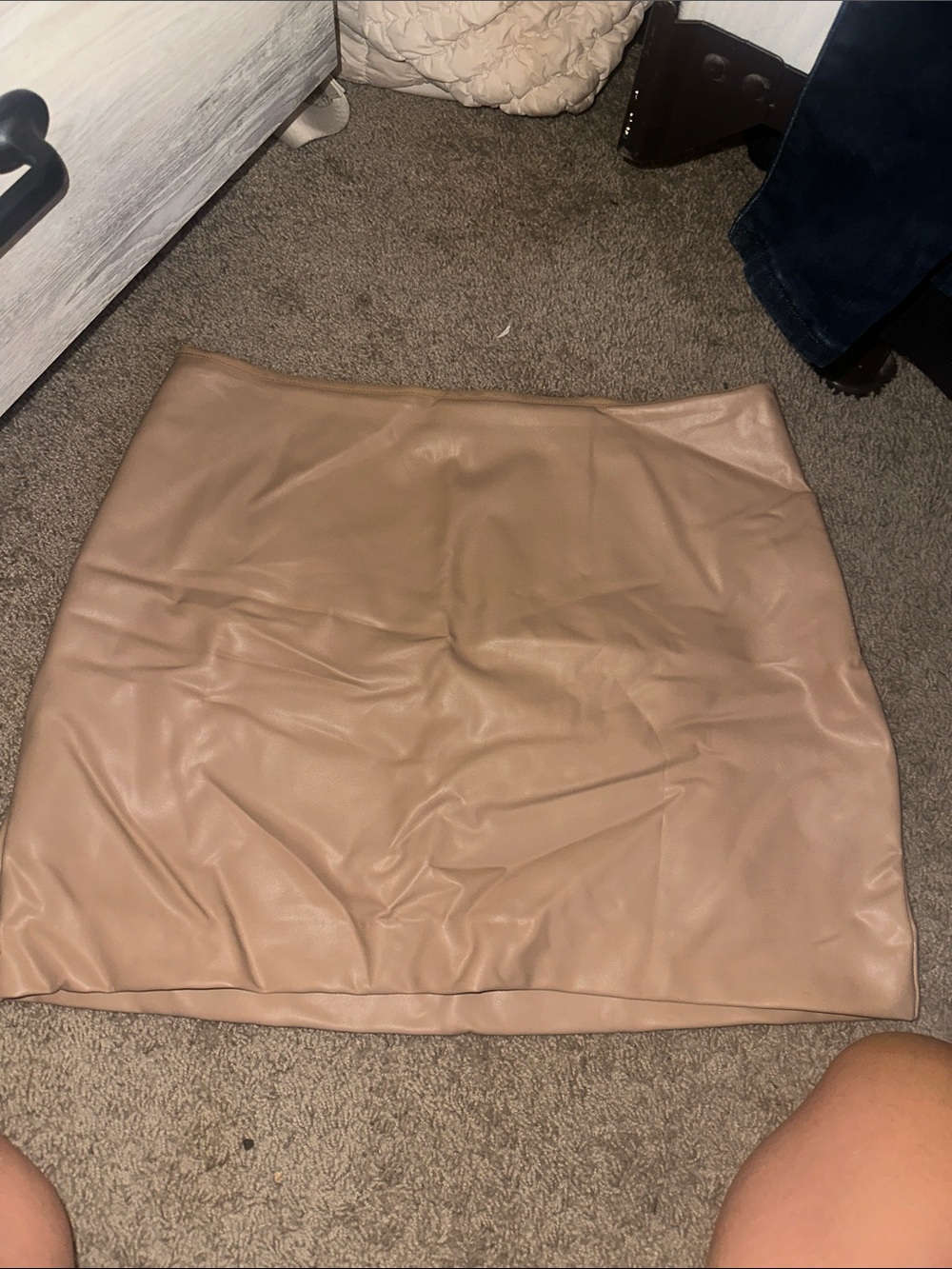 Express size 12 Women's Faux Leather Mini Skirt - Nude